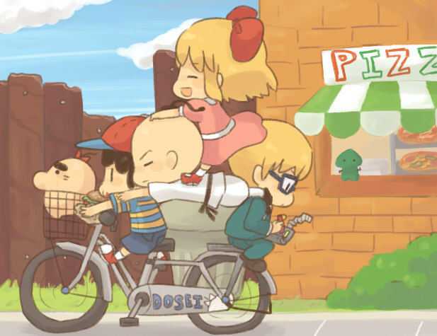 ness, paula, doseisan, jeff andonuts, and poo (mother and 1 more) drawn by tsutsuji