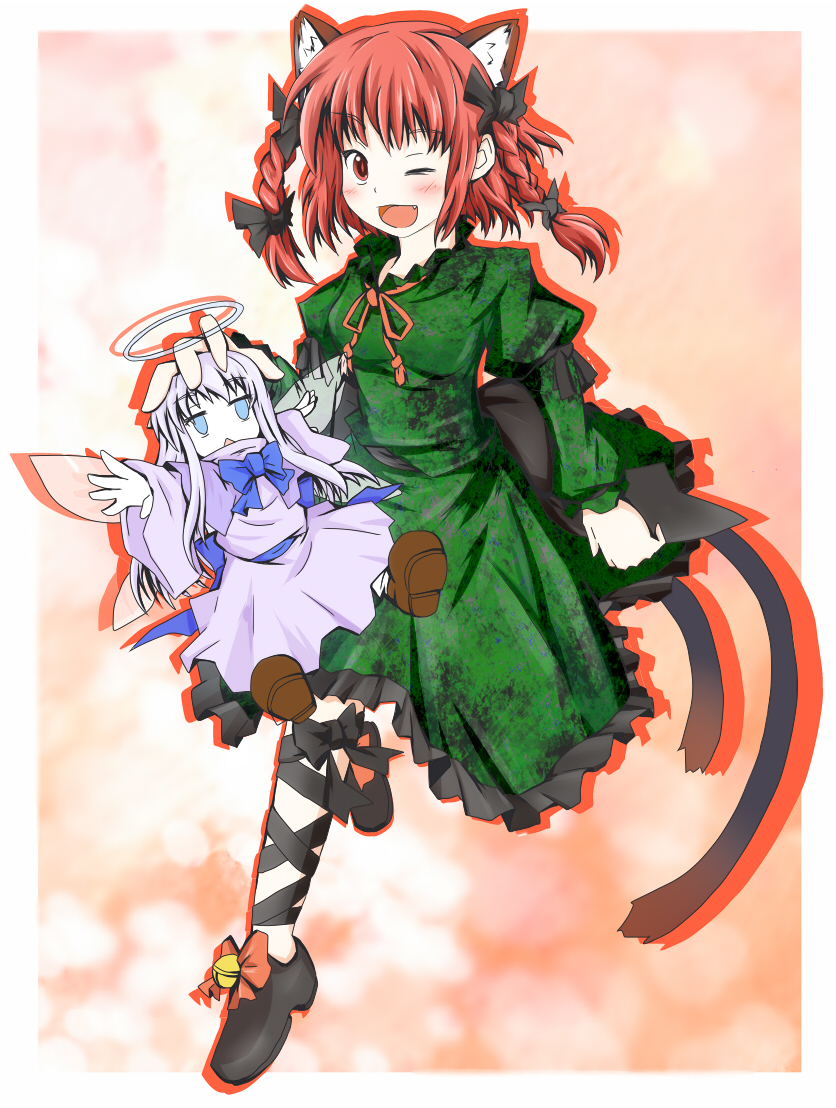 kaenbyou rin and zombie fairy (touhou) drawn by kuroneko_(kuroi-neko)