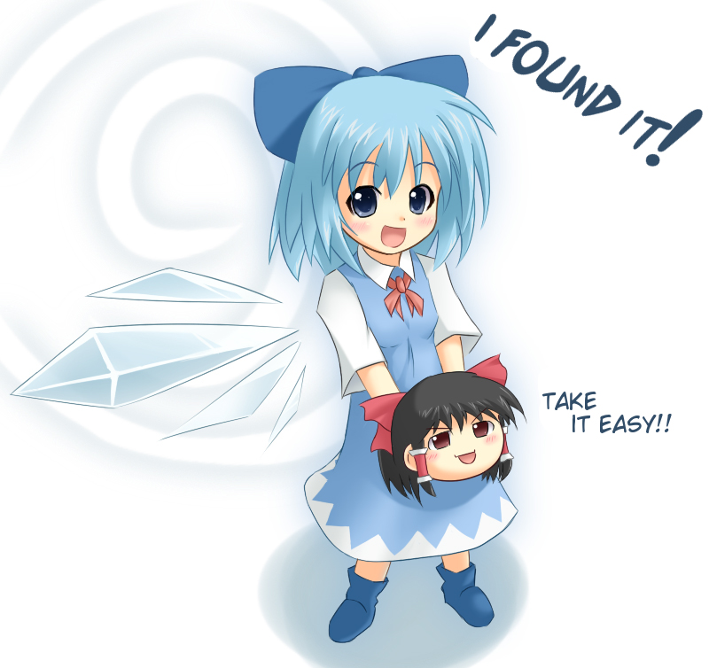 hakurei reimu and cirno (touhou) drawn by mumu_(mumunyan)