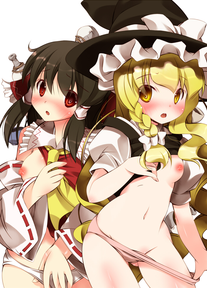 hakurei reimu and kirisame marisa (touhou) drawn by ootomoyuuki