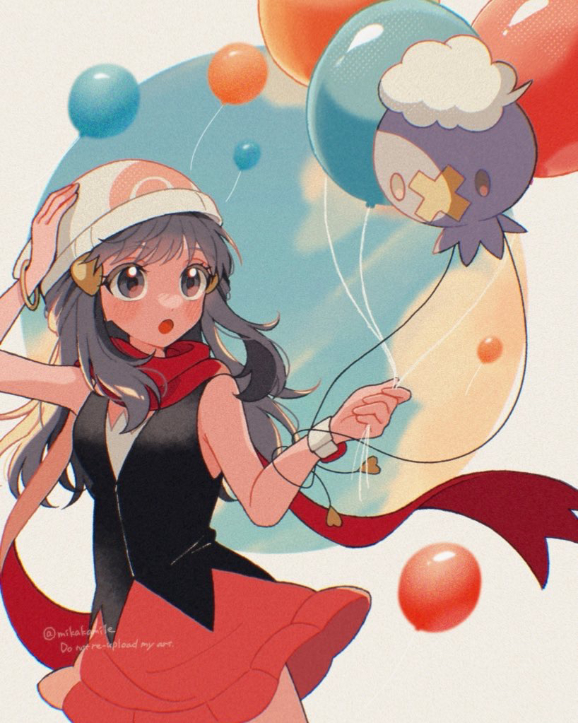 dawn and drifloon (pokemon and 1 more) drawn by mikakami1e