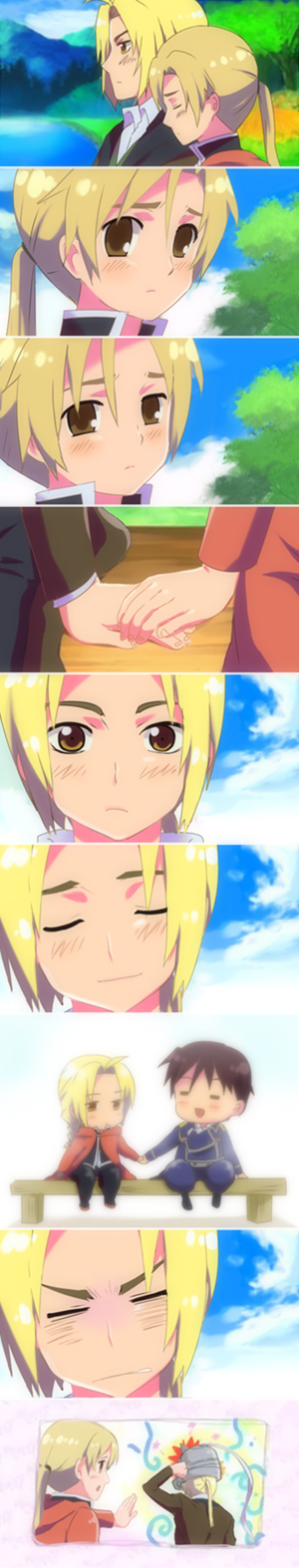 edward elric, alphonse elric, roy mustang, kugimiya rie, and paku romi (axis powers hetalia and 1 more) drawn by kl_(dgzonbi)