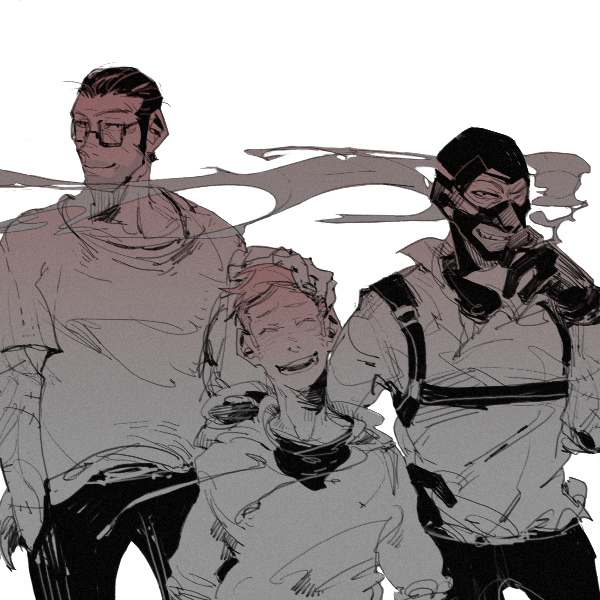 scout, spy, and sniper (team fortress 2) drawn by 22_(tak_ja)