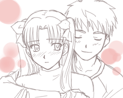 tohsaka rin and emiya shirou (fate and 1 more) drawn by boribeya