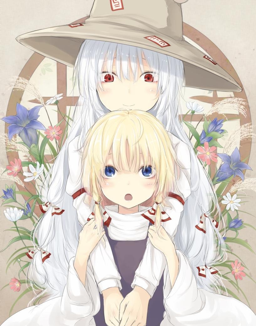 fujiwara no mokou and moriya suwako (touhou) drawn by yukima_(yushika)