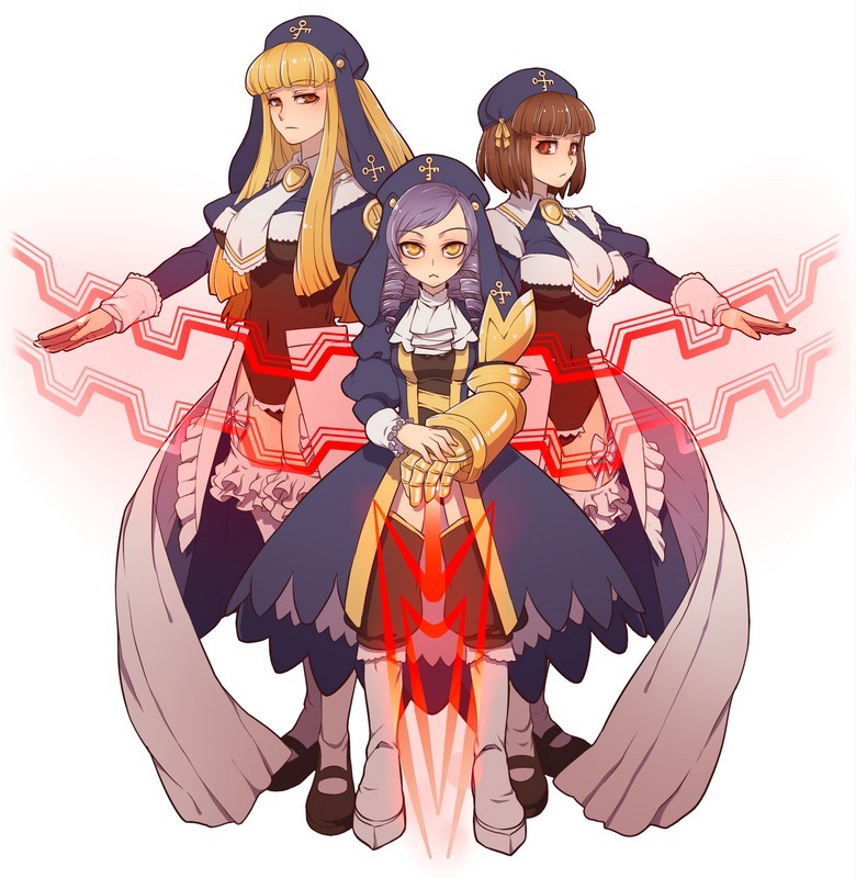 dlanor a. knox, cornelia, and gertrude (umineko no naku koro ni) drawn by niso