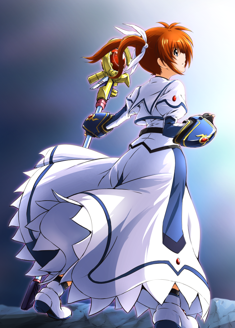 takamachi nanoha and raising heart (lyrical nanoha and 3 more) drawn by diesel-turbo