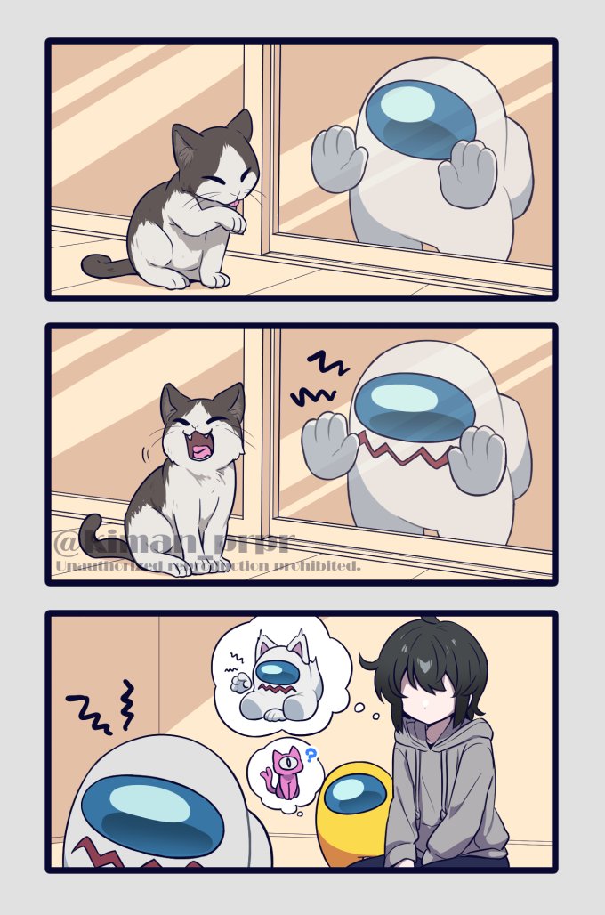crewmate, yellow, white, impostor, and they (original and 1 more) drawn by kiman