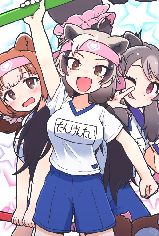 bergman's bear, ezo brown bear, and kodiak bear (kemono friends and 1 more) drawn by kitsunetsuki_itsuki