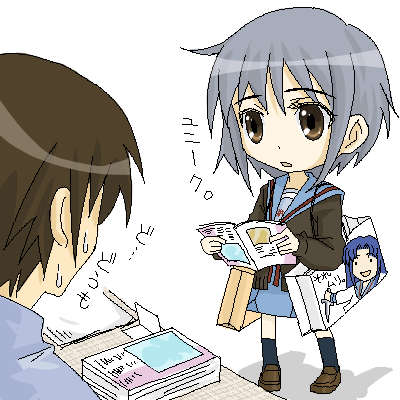 nagato yuki and asakura ryoko (suzumiya haruhi no yuuutsu) drawn by discretespace
