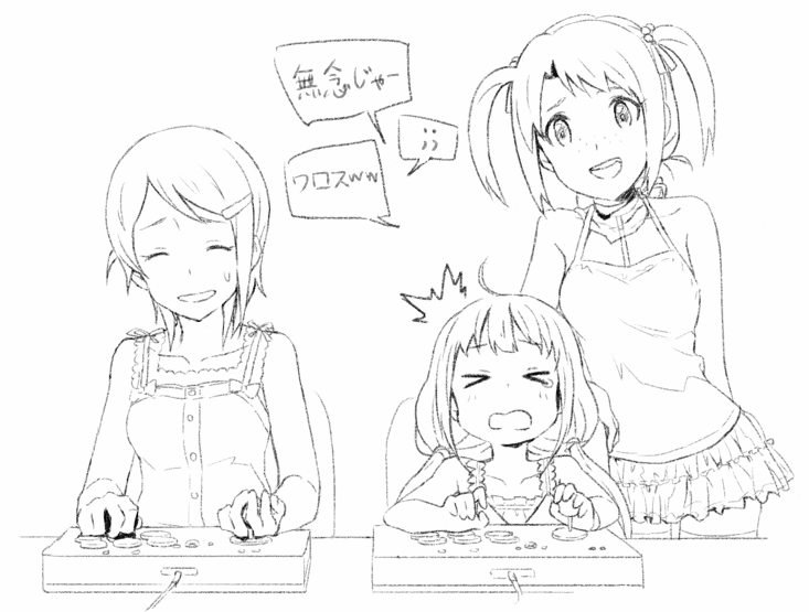 futaba anzu, mizutani eri, and suzuki ayane (idolmaster and 2 more) drawn by irei_eri