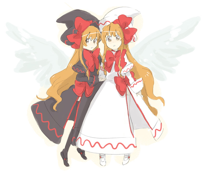 lily white and lily black (touhou) drawn by mokeo
