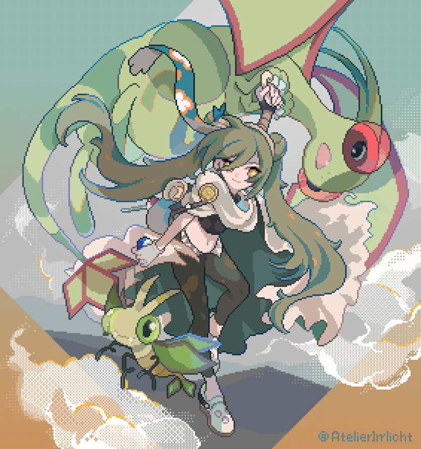 hatsune miku, flygon, ground miku, and vibrava (pokemon and 2 more) drawn by nekoolantern