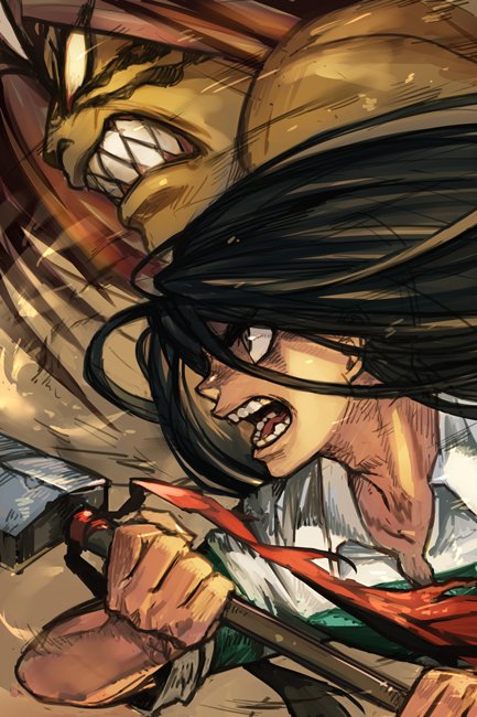 tora and aotsuki ushio (ushio to tora) drawn by hungry_clicker