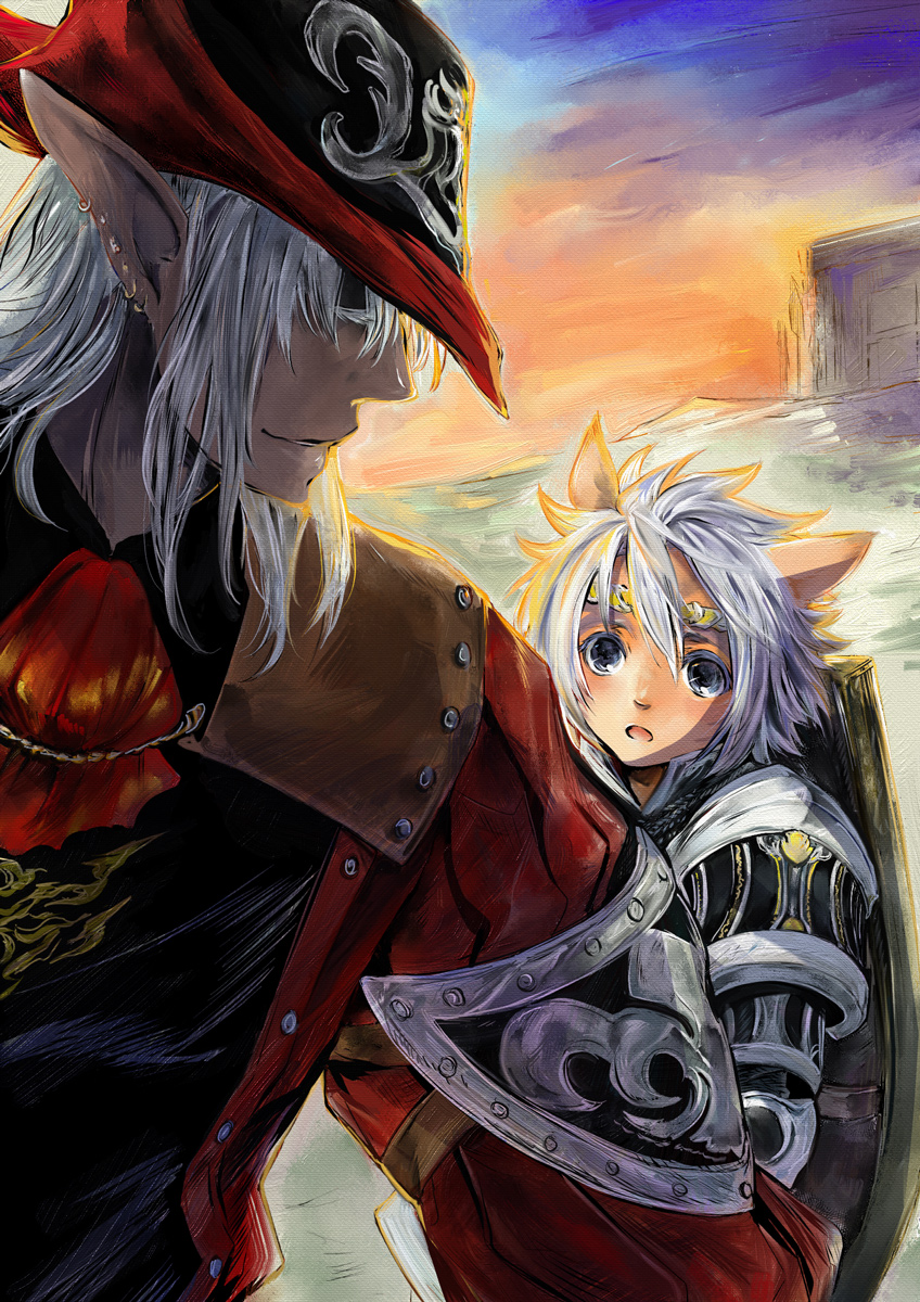 adventurer, paladin, and red mage (final fantasy and 1 more) drawn by doraeshi