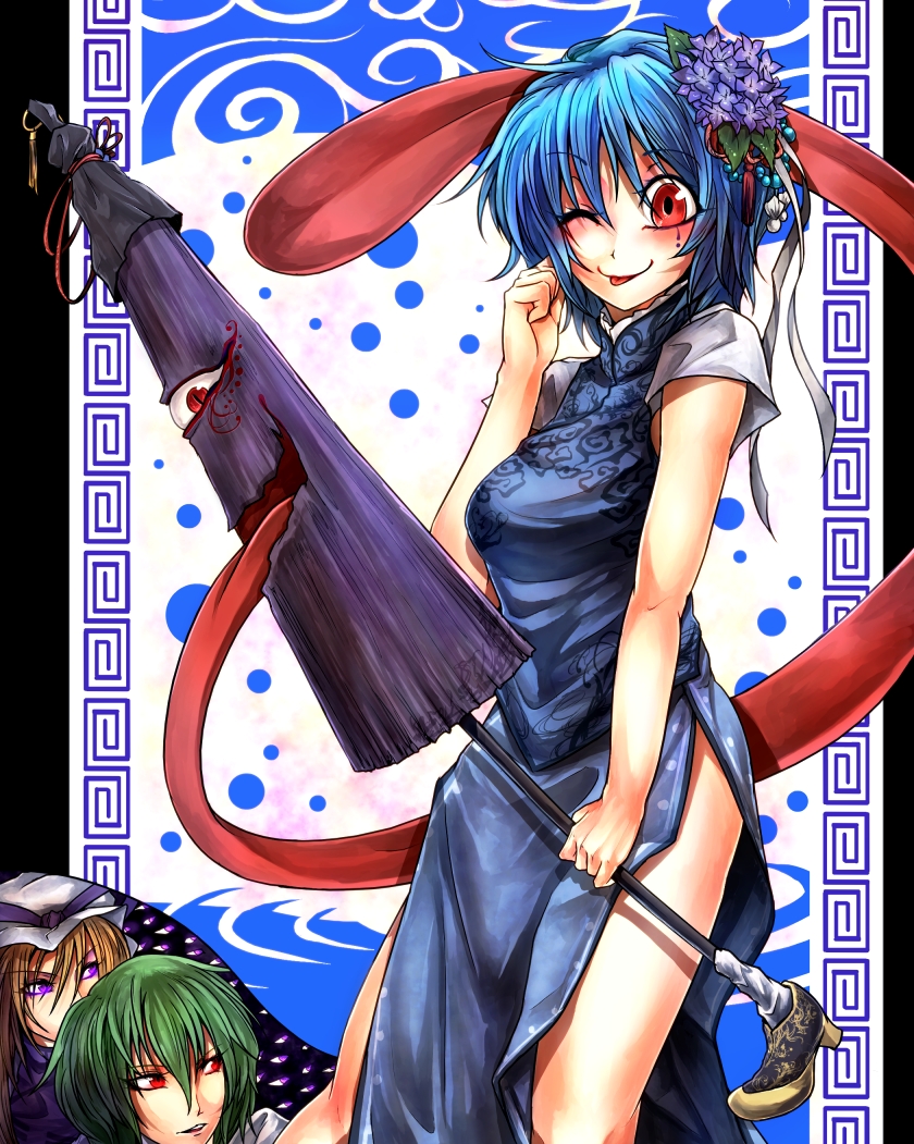 yakumo yukari, kazami yuuka, and tatara kogasa (touhou) drawn by ryuuichi_(f_dragon)