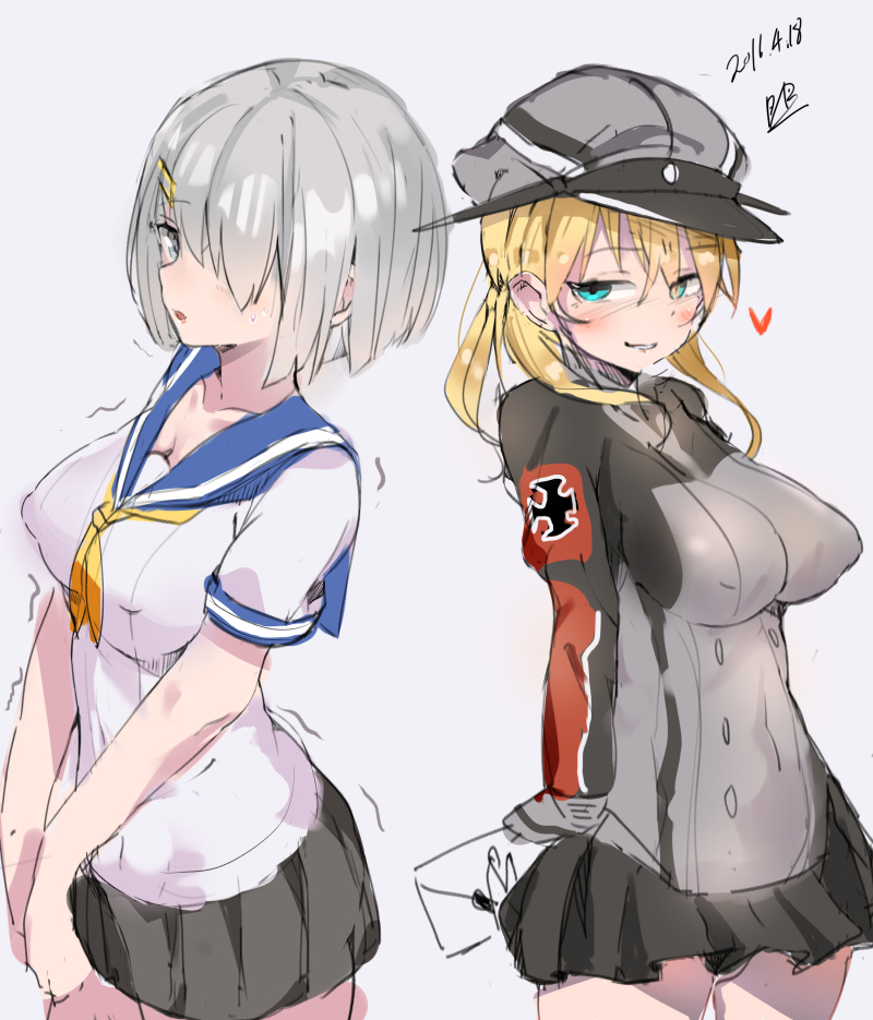 hamakaze and prinz eugen (kantai collection) drawn by k_pring