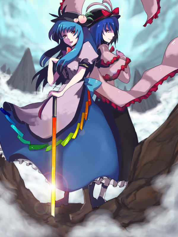 hinanawi tenshi and nagae iku (touhou) drawn by zen_(raspberry)