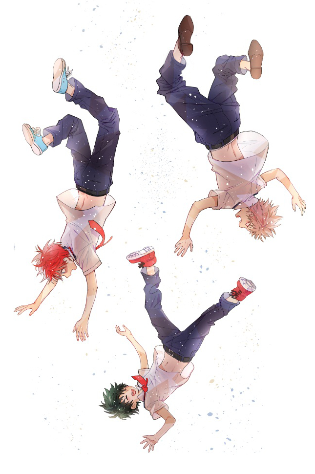 midoriya izuku, bakugou katsuki, and todoroki shoto (boku no hero academia) drawn by spoon_(jesing)
