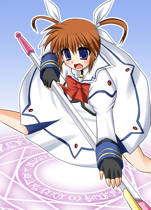takamachi nanoha and raising heart (lyrical nanoha and 1 more) drawn by cross_(crossryou)