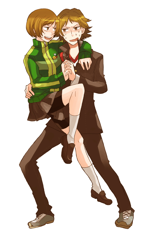 satonaka chie and hanamura yousuke (persona and 1 more) drawn by sudachips