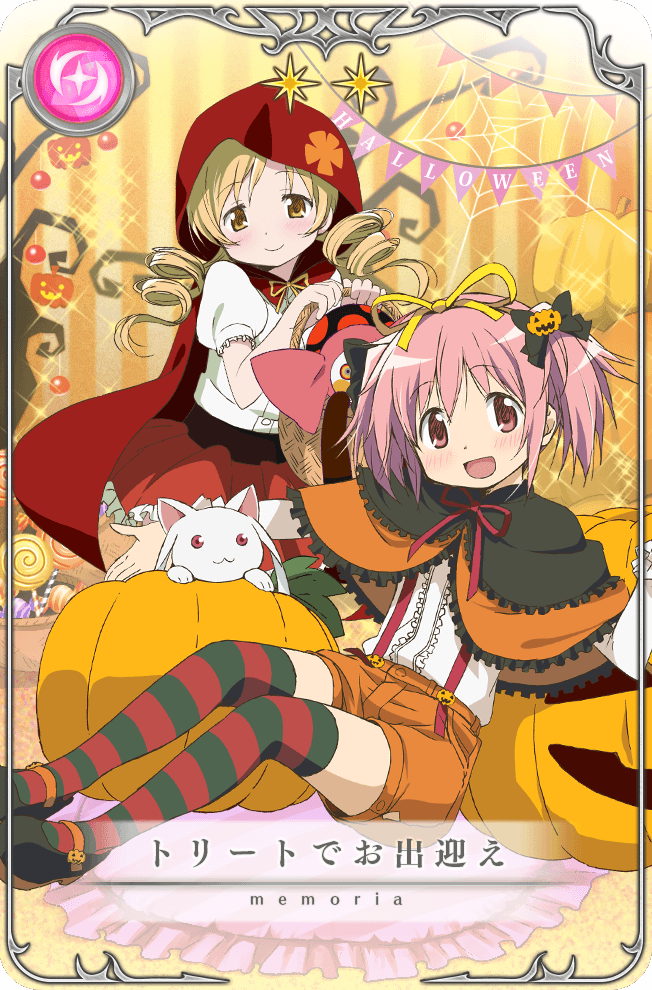kaname madoka, tomoe mami, kyubey, and charlotte (mahou shoujo madoka magica and 1 more) drawn by studio_shaft