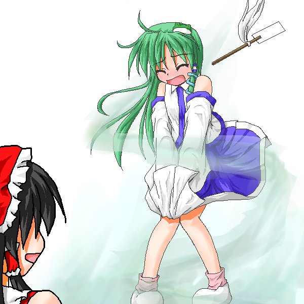 hakurei reimu and kochiya sanae (touhou) drawn by telya