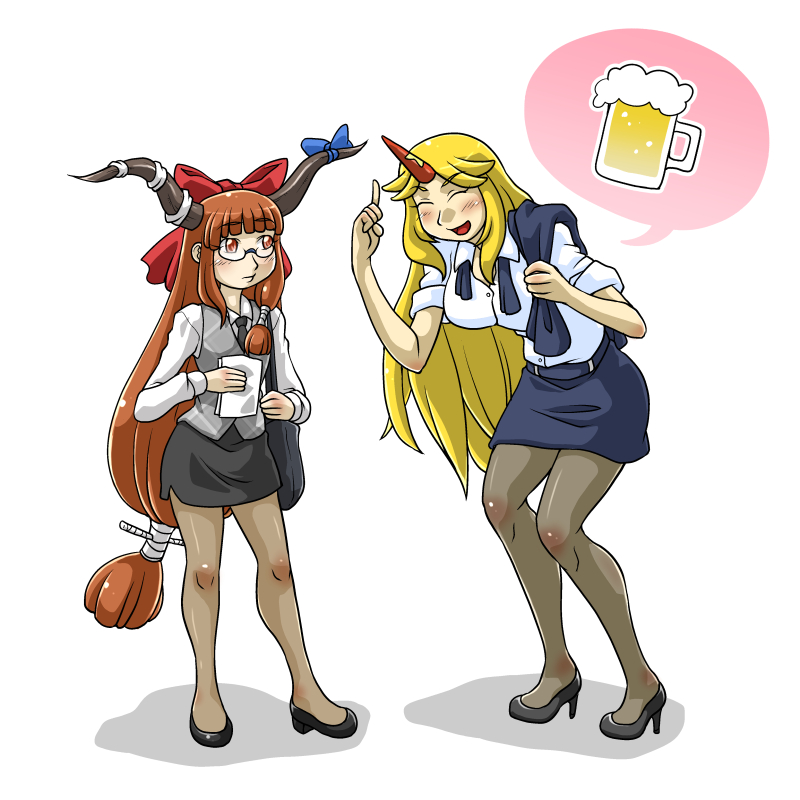 ibuki suika and hoshiguma yuugi (touhou) drawn by h.dupp_(nama_aakiruu)