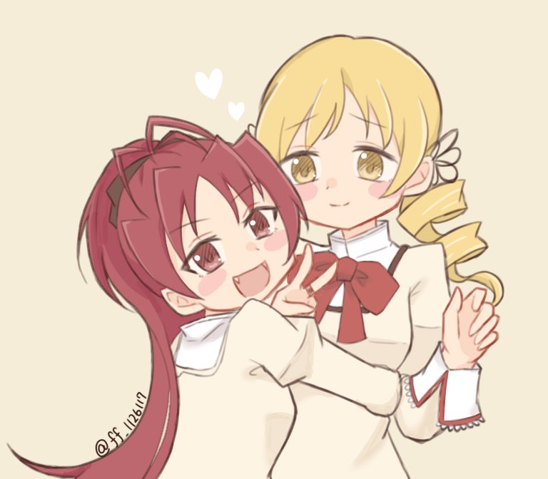 sakura kyoko and tomoe mami (mahou shoujo madoka magica) drawn by ff_1126117