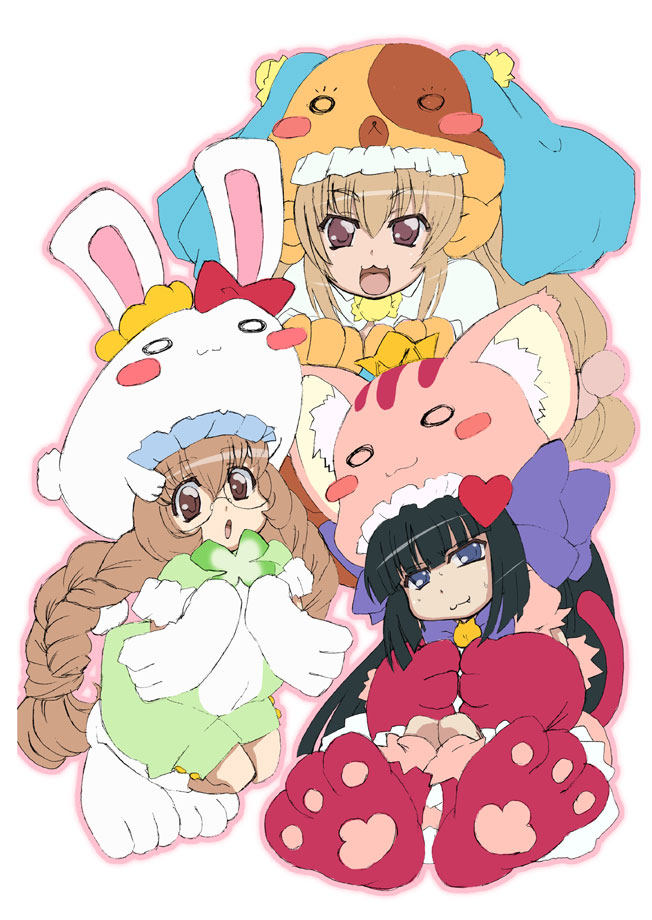kokonoe rin, kagami kuro, usa mimi, mikogami riko, mikogami nagisa, and 1 more (kodomo no jikan and 1 more) drawn by gokkun_tororojiru
