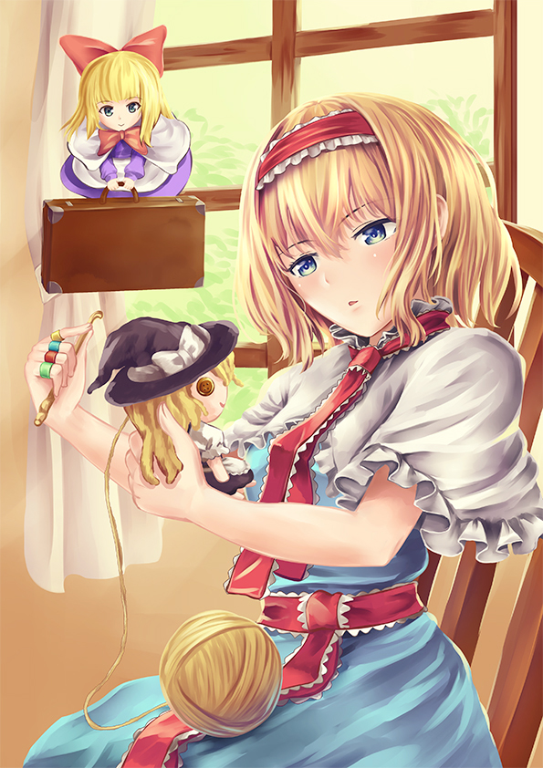 kirisame marisa, alice margatroid, and shanghai doll (touhou) drawn by ookashippo
