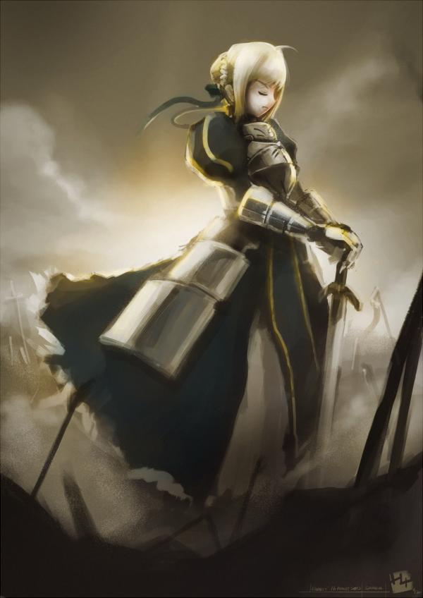 artoria pendragon and saber (fate and 1 more) drawn by hikari151