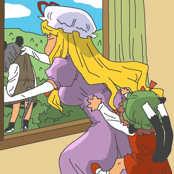 yakumo yukari, chen, and nazrin (touhou) drawn by onikobe_rin