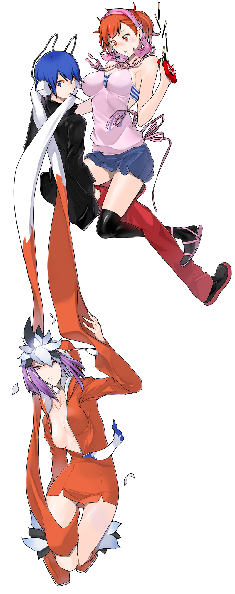tanigawa yuzu, protagonist, and kuzuryuu amane (devil survivor and 1 more) drawn by yasuda_suzuhito