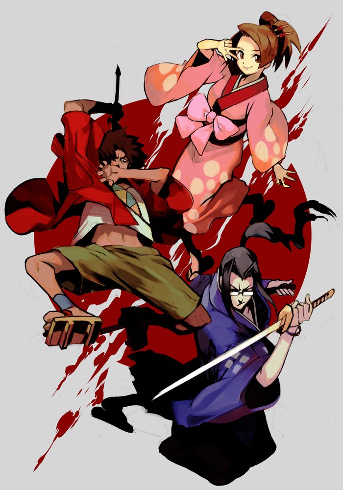 fuu, mugen, and jinnosuke (samurai champloo) drawn by hungry_clicker