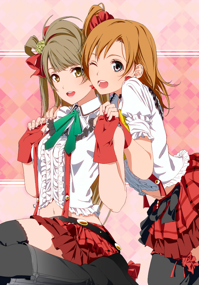 minami kotori and kosaka honoka (love live! and 1 more) drawn by nishiuri_warito