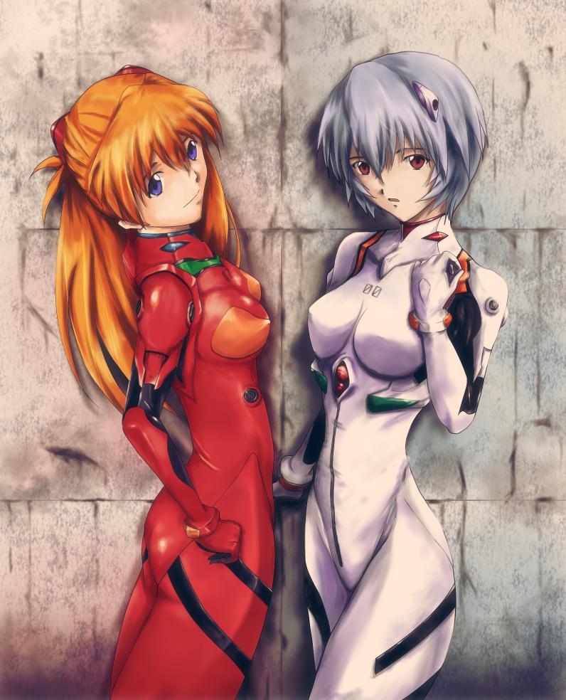 souryuu asuka langley and ayanami rei (neon genesis evangelion) drawn by mable