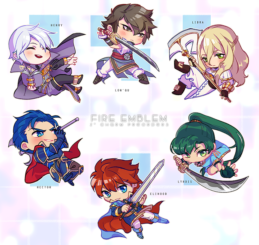 lyn, eliwood, hector, henry, and lon'qu (fire emblem and 3 more) drawn by jimengay