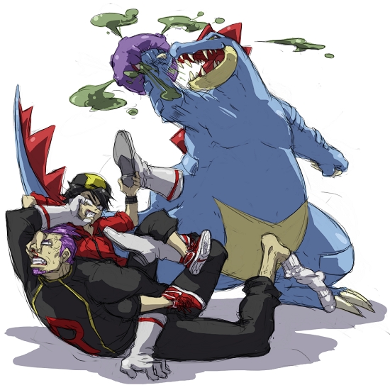 ethan, feraligatr, koffing, and petrel (pokemon and 1 more) drawn by nitorou