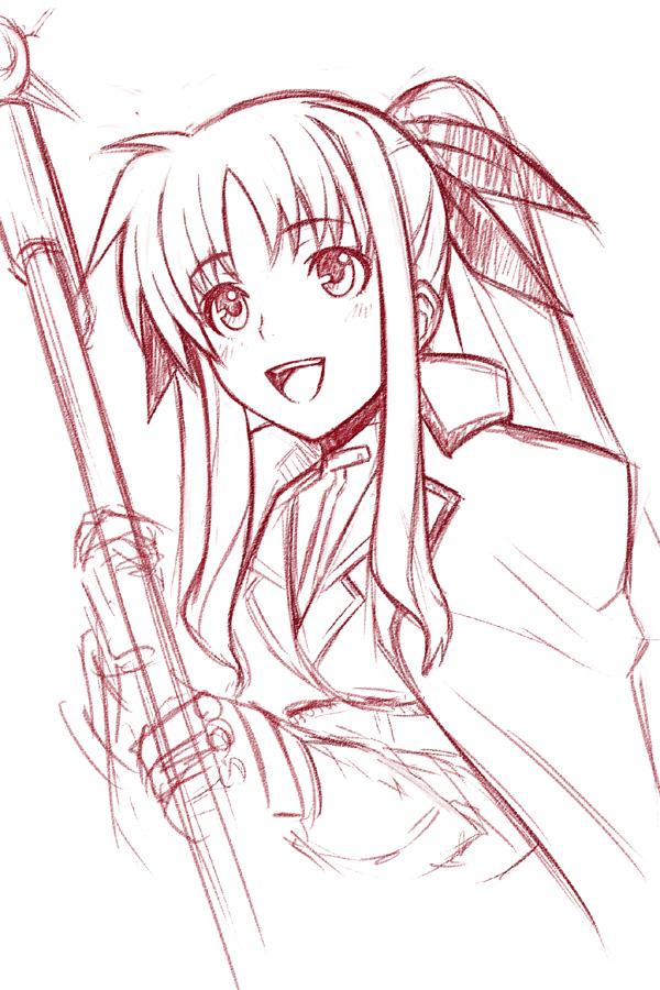 fate testarossa and bardiche (lyrical nanoha and 1 more) drawn by ha-ru