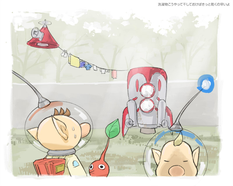 red pikmin, olimar, louie, and hocotate freight steam ship (pikmin and 1 more) drawn by naru_(wish_field)