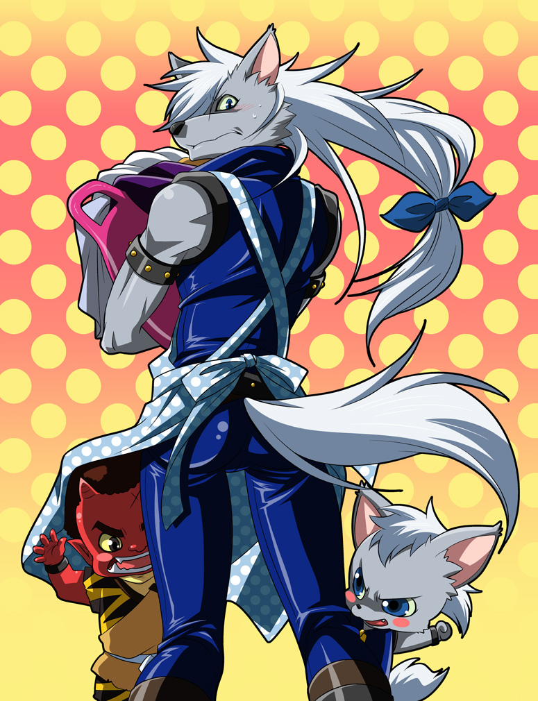 wolfrun and akaooni (precure and 1 more) drawn by wauwa