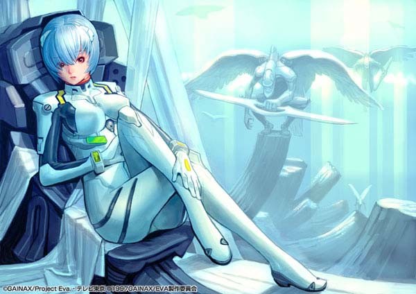 ayanami rei and mass production eva (neon genesis evangelion and 1 more) drawn by sugiura_yoshio