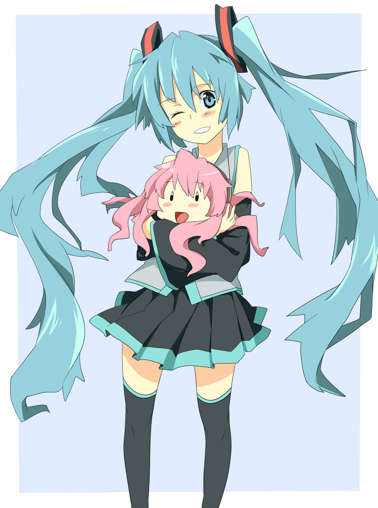 hatsune miku, megurine luka, and takoluka (vocaloid) drawn by oguro_(moyashi_2-hon)