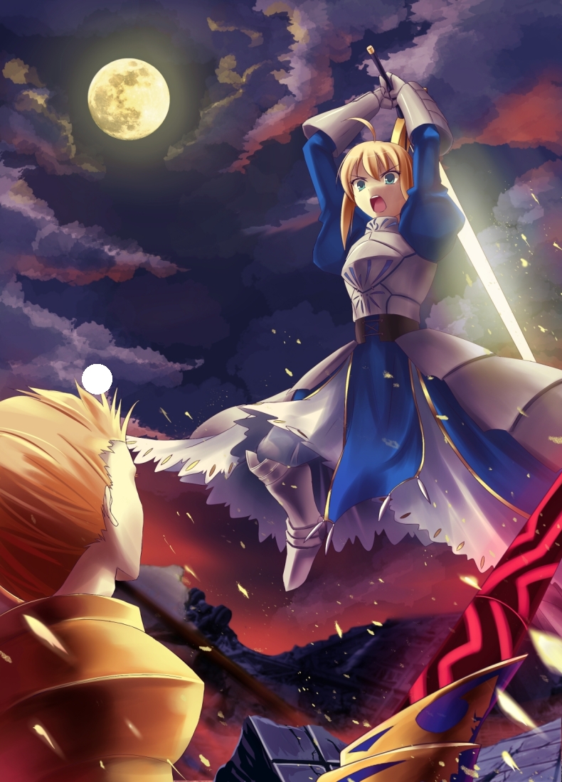 Artoria Pendragon Saber And Gilgamesh Fate And 1 More Drawn By Zi Se Danbooru