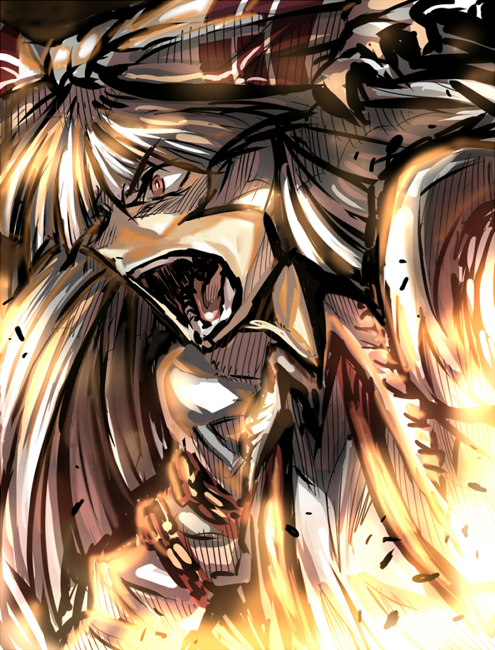 fujiwara no mokou (touhou) drawn by warainaku