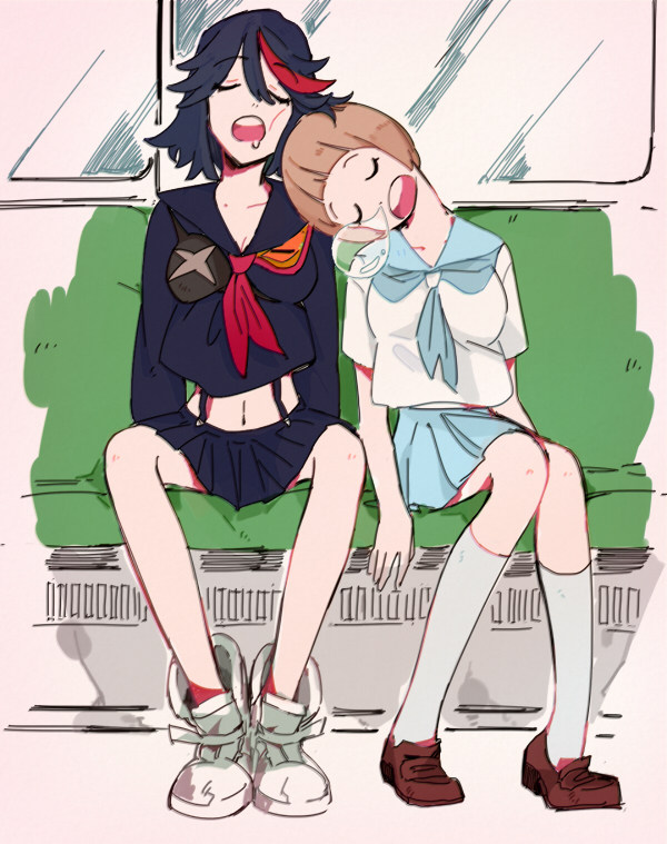 matoi ryuuko and mankanshoku mako (kill la kill) drawn by barizougon