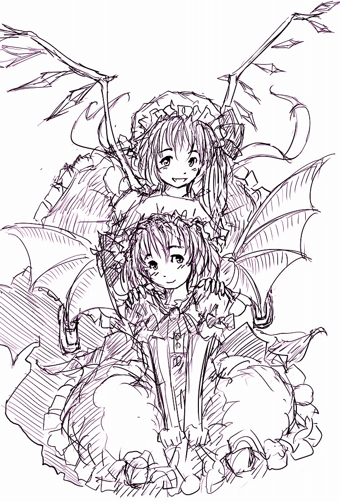 remilia scarlet and flandre scarlet (touhou) drawn by daro