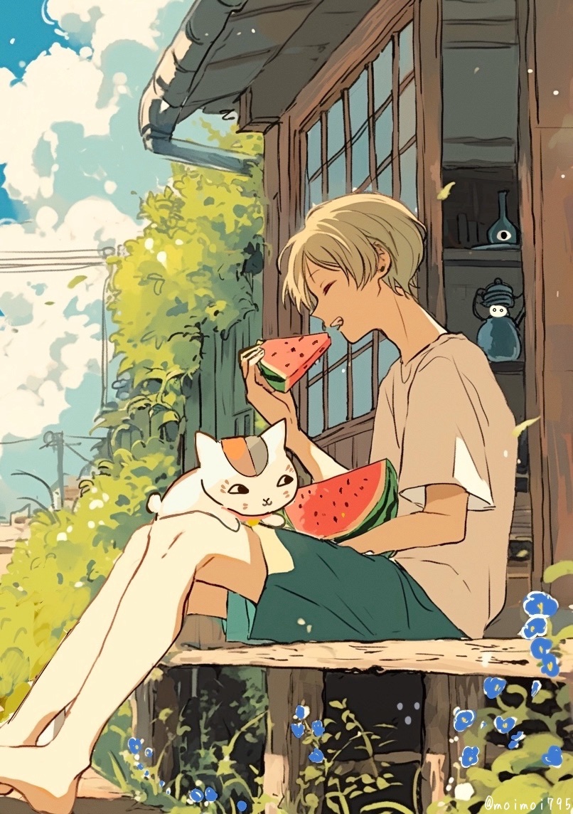natsume takashi, nyanko-sensei, and kodama (natsume yuujinchou) drawn by moimoi795
