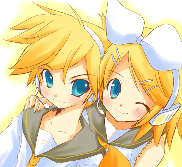 kagamine rin and kagamine len (vocaloid) drawn by ebisu_senri